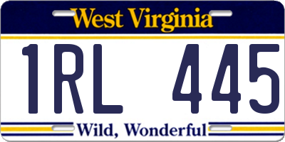 WV license plate 1RL445