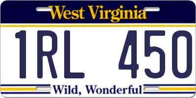 WV license plate 1RL450