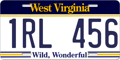 WV license plate 1RL456