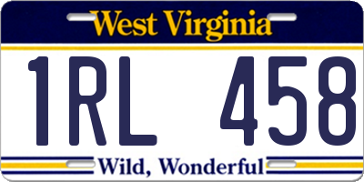 WV license plate 1RL458