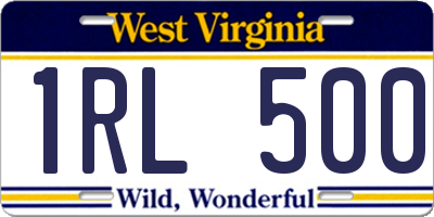 WV license plate 1RL500