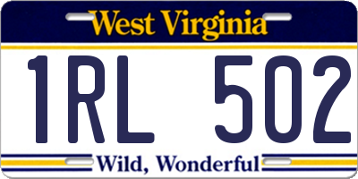 WV license plate 1RL502