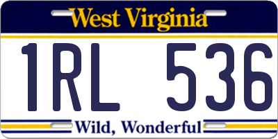 WV license plate 1RL536