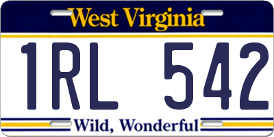 WV license plate 1RL542