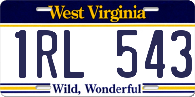 WV license plate 1RL543