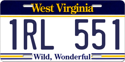 WV license plate 1RL551