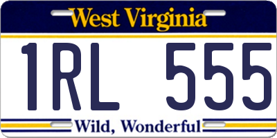 WV license plate 1RL555