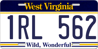 WV license plate 1RL562