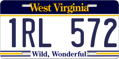 WV license plate 1RL572
