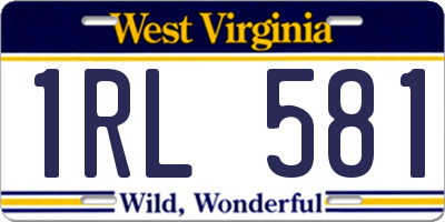 WV license plate 1RL581