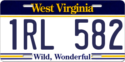 WV license plate 1RL582