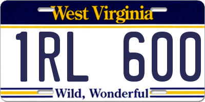 WV license plate 1RL600