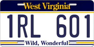 WV license plate 1RL601