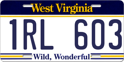 WV license plate 1RL603