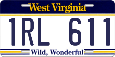 WV license plate 1RL611