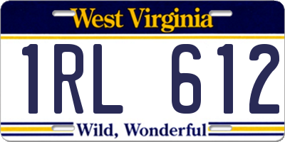WV license plate 1RL612