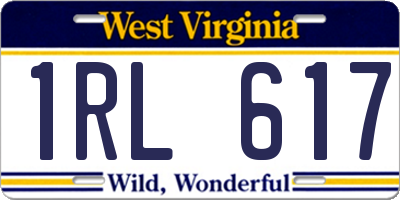 WV license plate 1RL617
