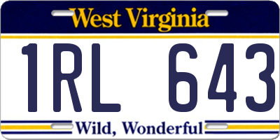 WV license plate 1RL643
