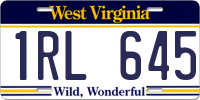 WV license plate 1RL645