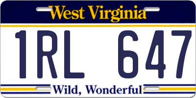 WV license plate 1RL647