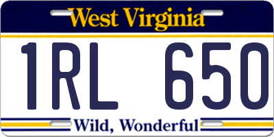 WV license plate 1RL650