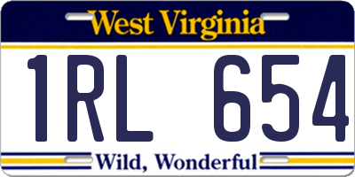WV license plate 1RL654