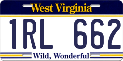 WV license plate 1RL662
