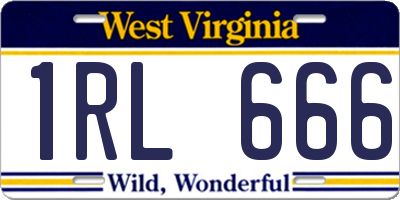 WV license plate 1RL666