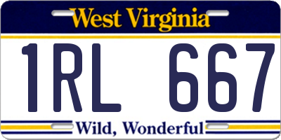 WV license plate 1RL667