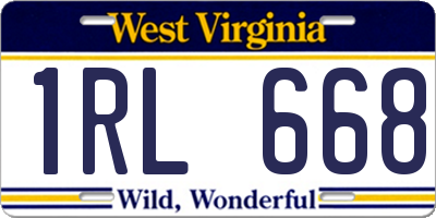 WV license plate 1RL668