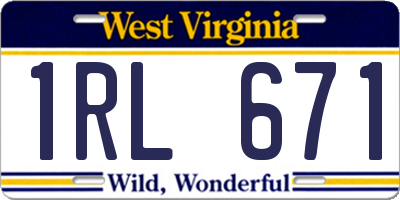 WV license plate 1RL671
