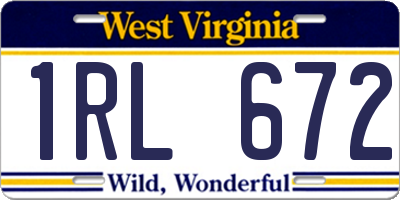 WV license plate 1RL672