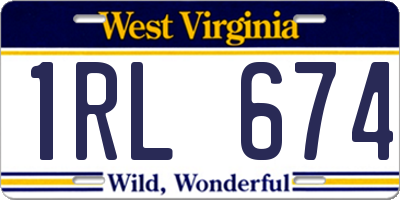 WV license plate 1RL674
