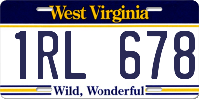 WV license plate 1RL678