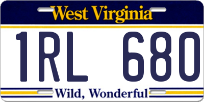 WV license plate 1RL680