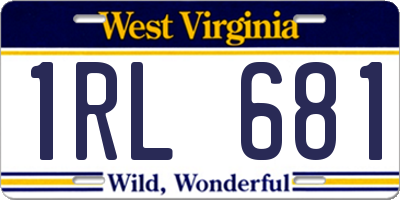 WV license plate 1RL681