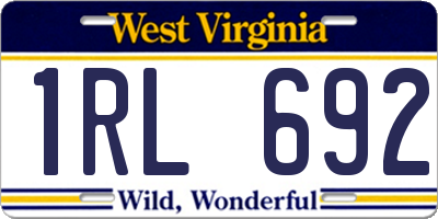 WV license plate 1RL692