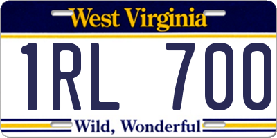 WV license plate 1RL700
