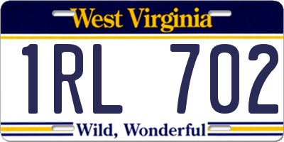 WV license plate 1RL702