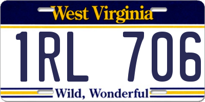WV license plate 1RL706