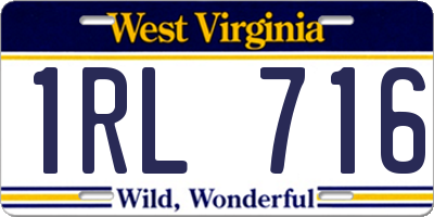 WV license plate 1RL716