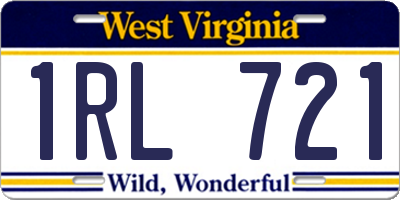 WV license plate 1RL721
