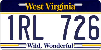 WV license plate 1RL726