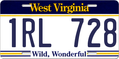 WV license plate 1RL728