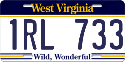 WV license plate 1RL733