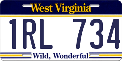 WV license plate 1RL734