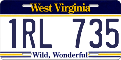 WV license plate 1RL735