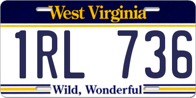 WV license plate 1RL736