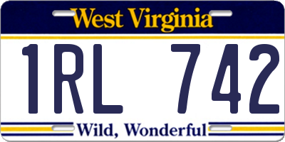 WV license plate 1RL742