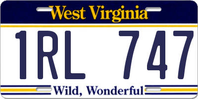 WV license plate 1RL747